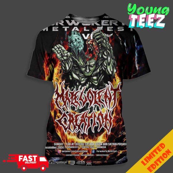 Malevolent Creation Official Poster For The 2nd Show Of The Malevolent Creation Asian Tour 2024 Unisex 3D T-Shirt