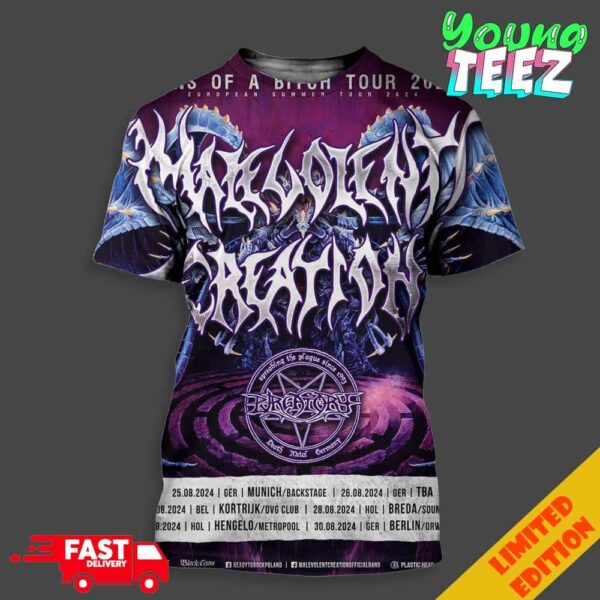 Malevolent Creation Tour 2024 Sons Of A Bitch Schedule List Date In Germany Unisex All Over Print T-Shirt