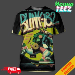 Merch Poster For Blink-182 Show In Philadelphia PA USA On July 26th 2024 At Well Fargo Center Unisex 3D T-Shirt