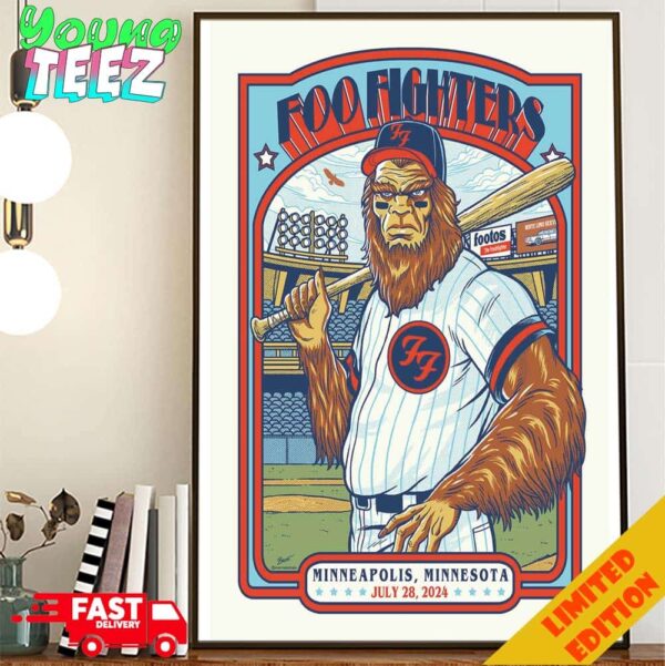 Merch Poster For Foo Fighters Show In Minnesota On July 28th 2024 At Minneapolis Target Field Poster Canvas Home Decor