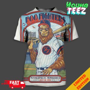 Merch Poster For Foo Fighters Show In Minnesota On July 28th 2024 At Minneapolis Target Field Unisex 3D T-Shirt