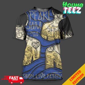 Merch Poster For Pearl Jam Show 2024 In Portugal On July 13 At Lisbon Live Festival Art By Mykhailo Skop Unisex All Over Print T-Shirt