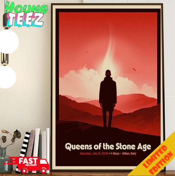 Merch Poster For Queen Of The Stone Age Show In Italy On July 6th 2024 At Milan Home Decor Poster Canvas