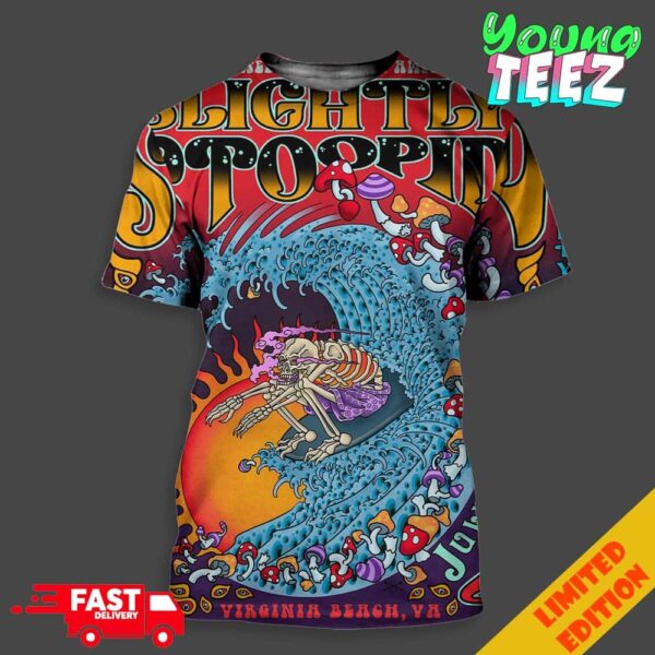 Merch Poster For Slightly Stoopid Show In 2024 At Vircinia Beach VA On July 25 Art By Mike Nomy All Over Print Unisex T-Shirt