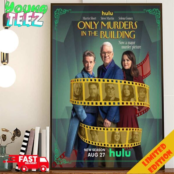 New Poster For Only Murders In The Building Season 4 Releasing on Hulu on August 27th 2024 Poster Canvas Home Decor