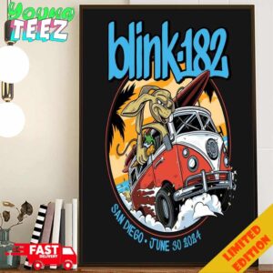 Official Blink-182 Show Poster June 30 2024 Petco Park San Diego CA One More Time Tour Event Tee Poster Canvas Home Decor