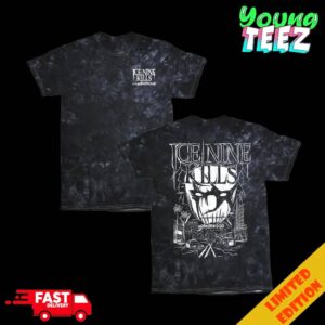 Official Merchandise Store Ice Nine Kills Horrorwood Sketch Acid Wash All Over Print T-Shirt