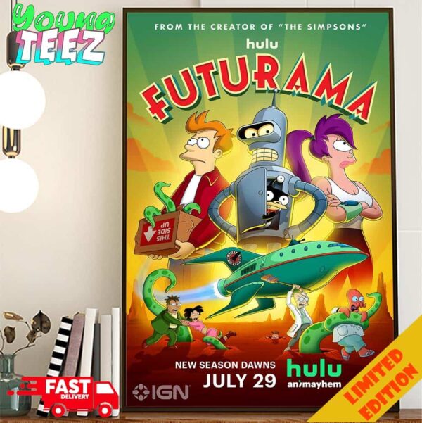 Official Poster For Season 12 Of Futurama Premiering July 29th 2024 Home Decor Poster Canvas