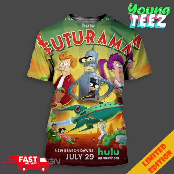 Official Poster For Season 12 Of Futurama Premiering July 29th 2024 Unisex All Over Print T-Shirt