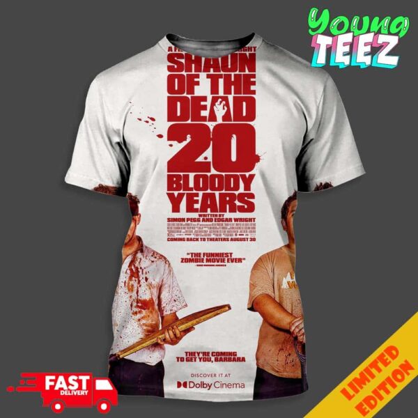 Official Poster For The 20th Anniversary Of Shaun Of The Dead Release In Theaters On August 29th 2024 Unisex 3D T-Shirt