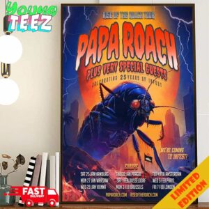 Papa Roach Rise Of The Roach Tour 2024 Celebrating 25 Years Of Infest Schedule List Date Home Decor Poster Canvas