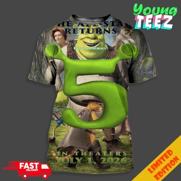 Poster For Shrek 5 Officially Be Released On July 1st 2026 Unisex All Over Print T-Shirt