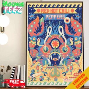 Red Hot Chili Peppers Virginia Beach June 28 2024 At Veterans United Home Loans Amphitheater Concert Poster By Niark1 Poster Canvas Home Decor