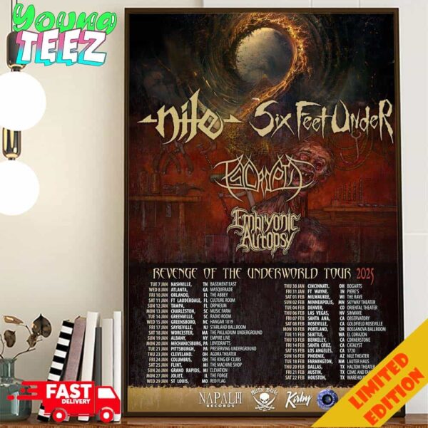 Six Feet Under Revenge Of The Underworld Tour 2025 Schedule List Date Poster Canvas Home Decor