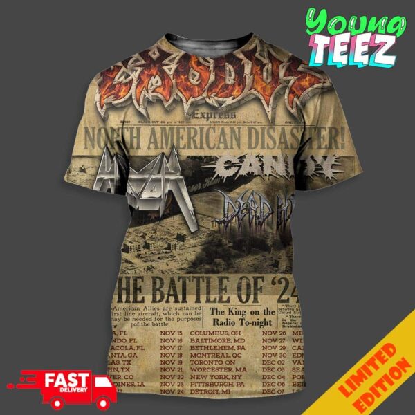 The Exodus Tour 2024 North American Disaster The Battle Of 24 Schedule List Date All Over Print Unisex T-Shirt