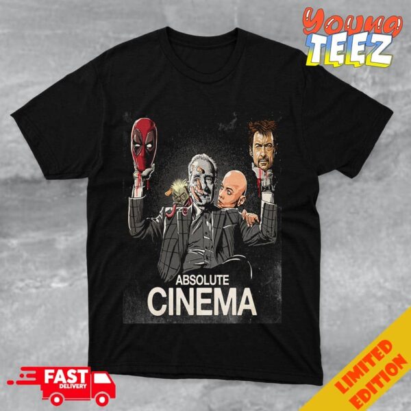 Absolute Cinema Design By Butcher Billy Funny Martin Scorsese And Deadpool And Wolverine T-Shirt