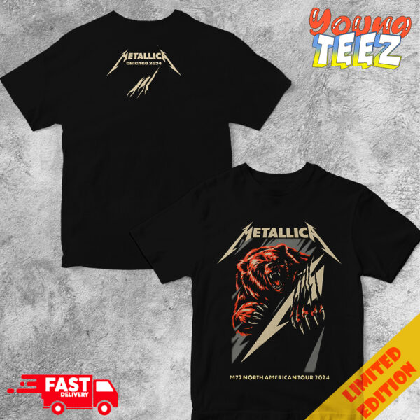 Exclusive Pop-Up Shop Tee For M72 Chicago Metallica North American Tour 2024 August 8 No Repeat Weekend At Soilder Field Merchandise Two Sides T-Shirt