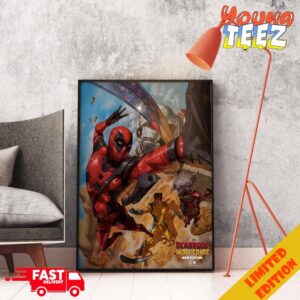 New Official Poster For Deadpool And Wolverine Funny With Dogpool Home Decor Poster Canvas