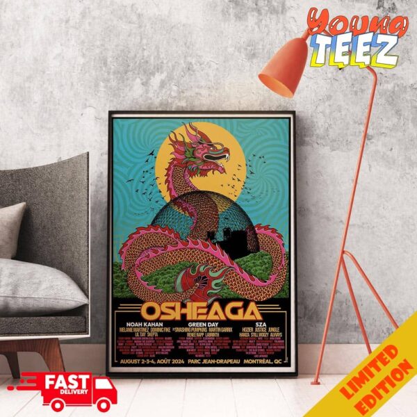 Osheaga Official Line Up Limited Edition August 2-3-4 Tour 2024 Parc Jean-Drapeau Montreal QC Canada Home Decor Poster Canvas