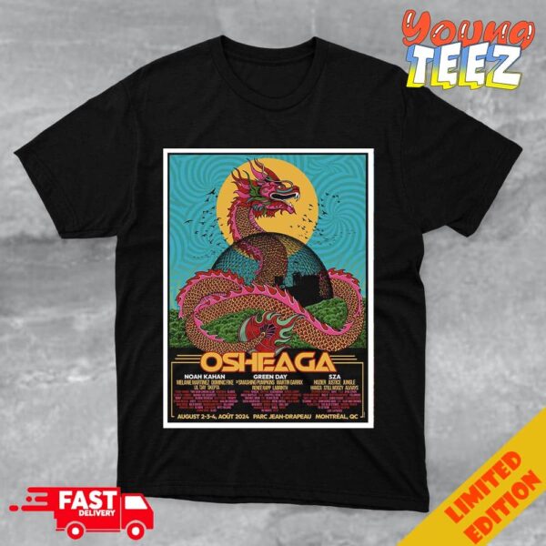 Osheaga Official Line Up Limited Edition August 2-3-4 Tour 2024 Parc Jean-Drapeau Montreal QC Canada T-Shirt